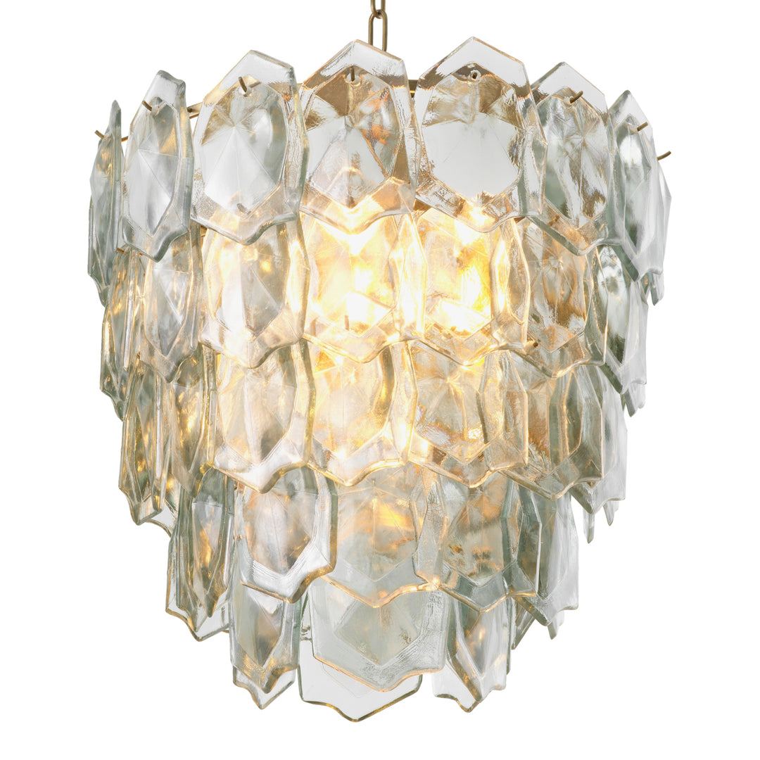 Chandelier Elias Vintage Brass Finish Clear Glass Lighting Eichholtz
