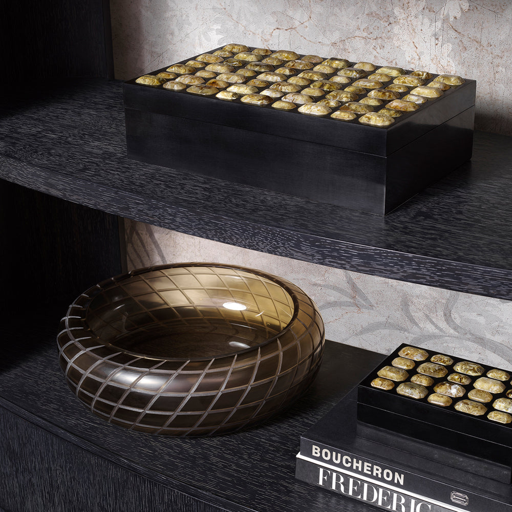 Box Lucida L Black Finish Faux Amber Accessories Eichholtz