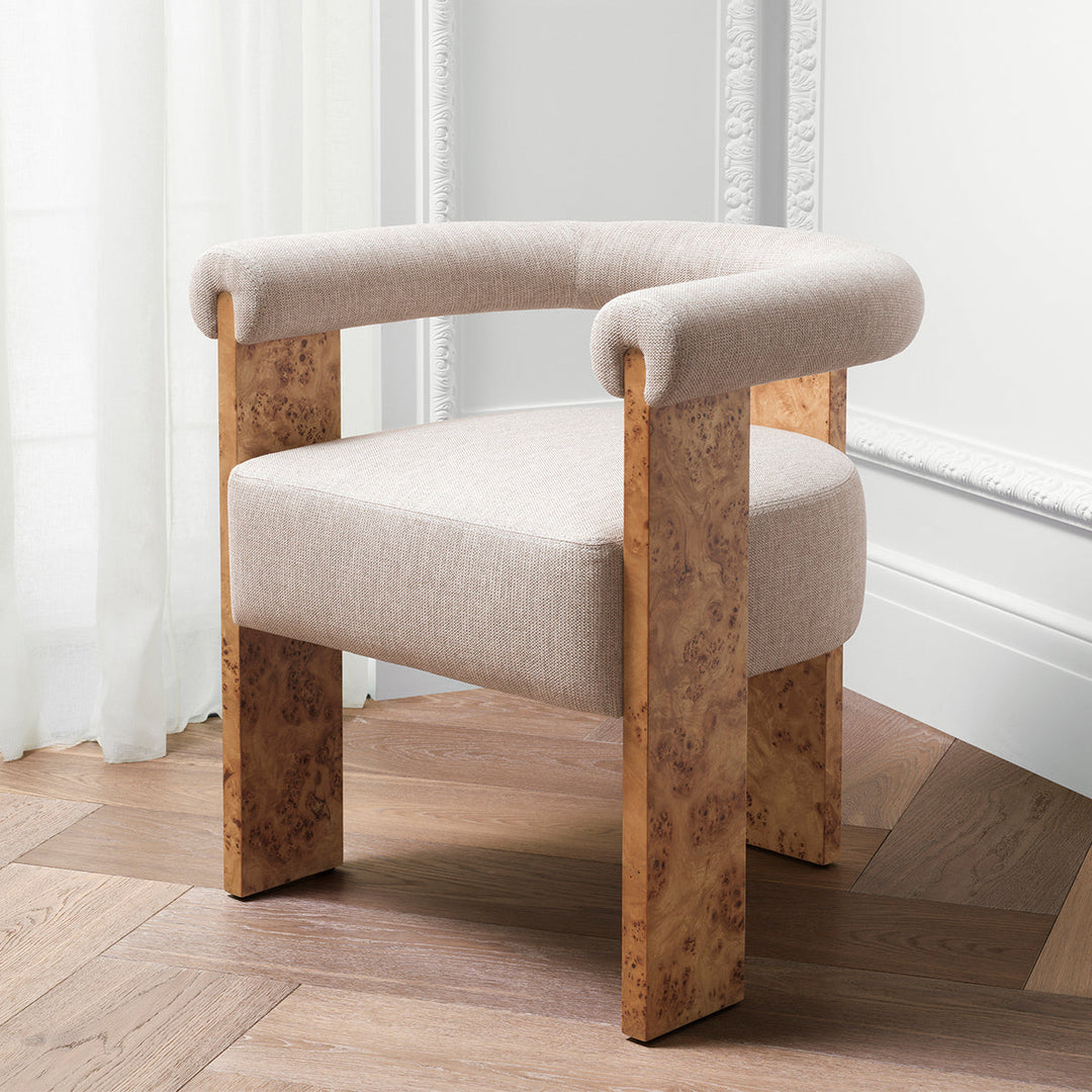 Dining Chair Percy Light Brown Mappa Burl Veneer Furniture Eichholtz