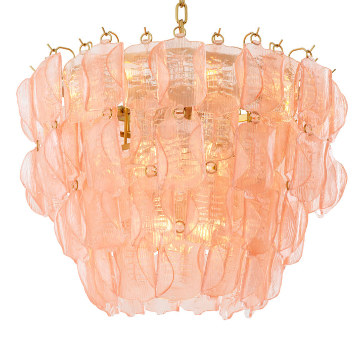 Chandelier Solange Antique Brass Finish Handmade Glass Lighting Eichholtz