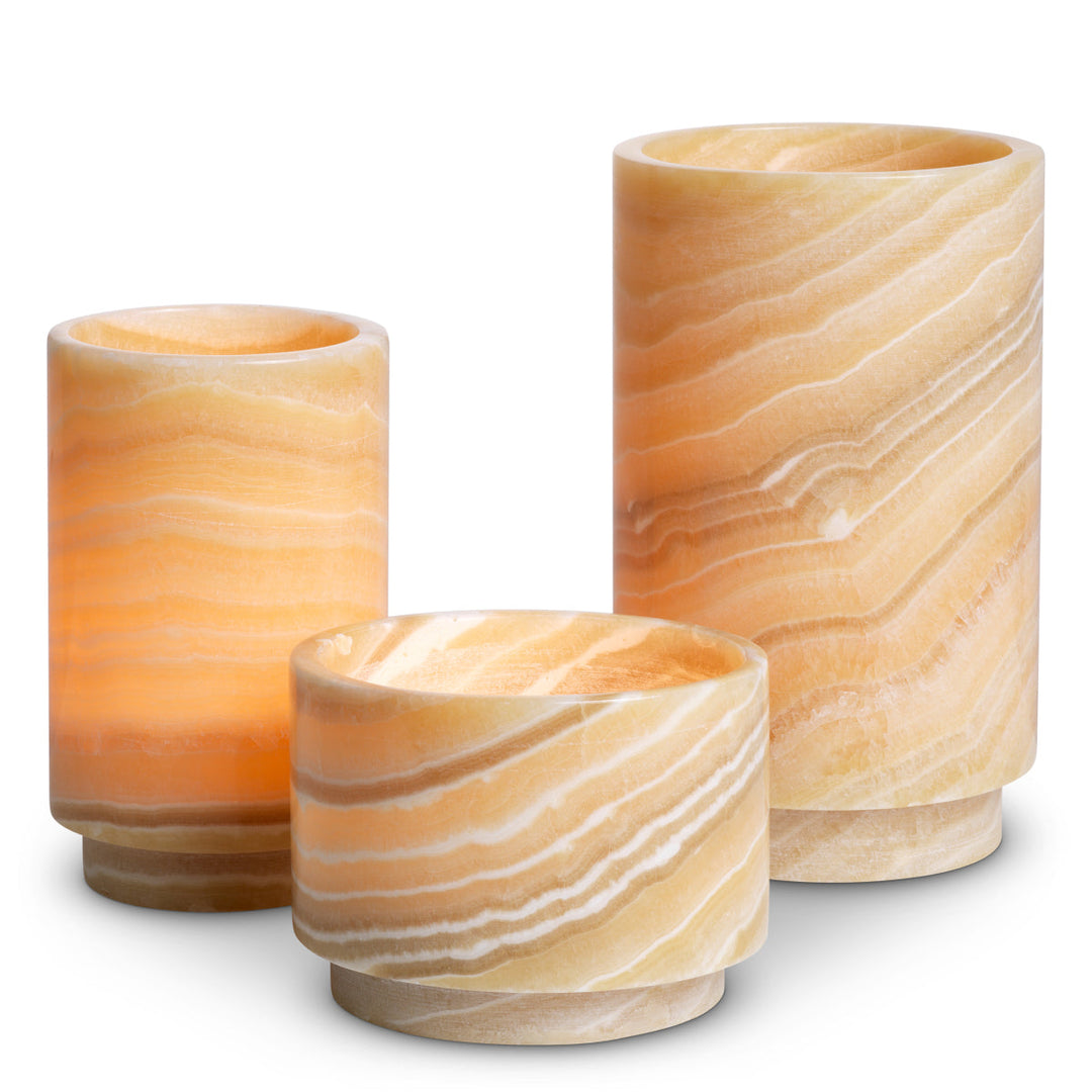 Tealight Holder Leonidas Set Of 3 Yellow Onyx New Collection - January 2026 Eichholtz