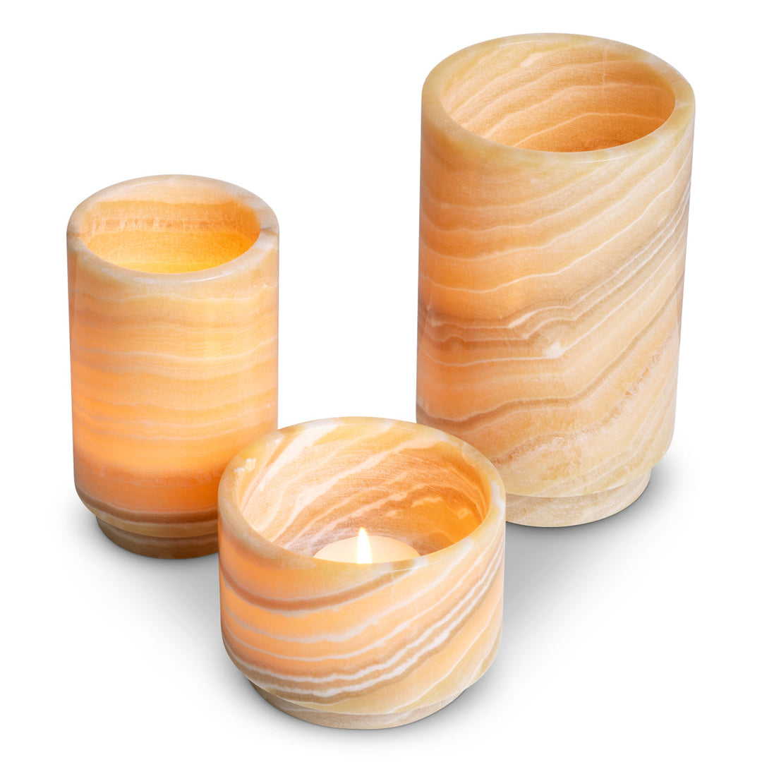 Tealight Holder Leonidas Set Of 3 Yellow Onyx New Collection - January 2026 Eichholtz