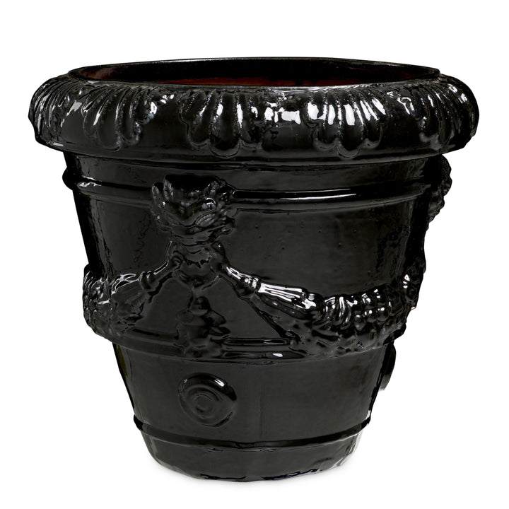 Outdoor Planter Toulon Black Finish Ceramic Outdoor Eichholtz