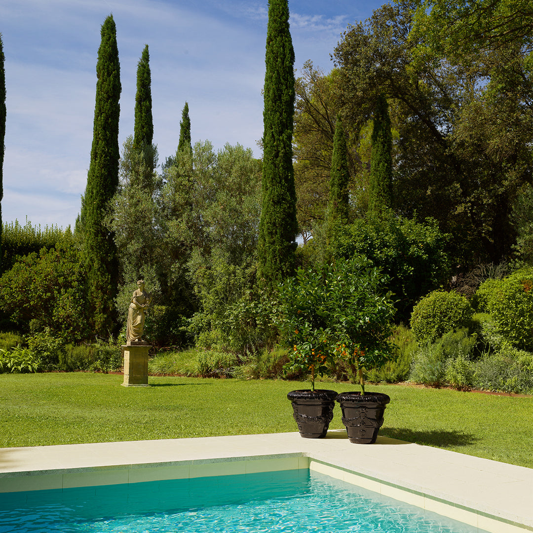 Outdoor Planter Toulon Black Finish Ceramic Outdoor Eichholtz