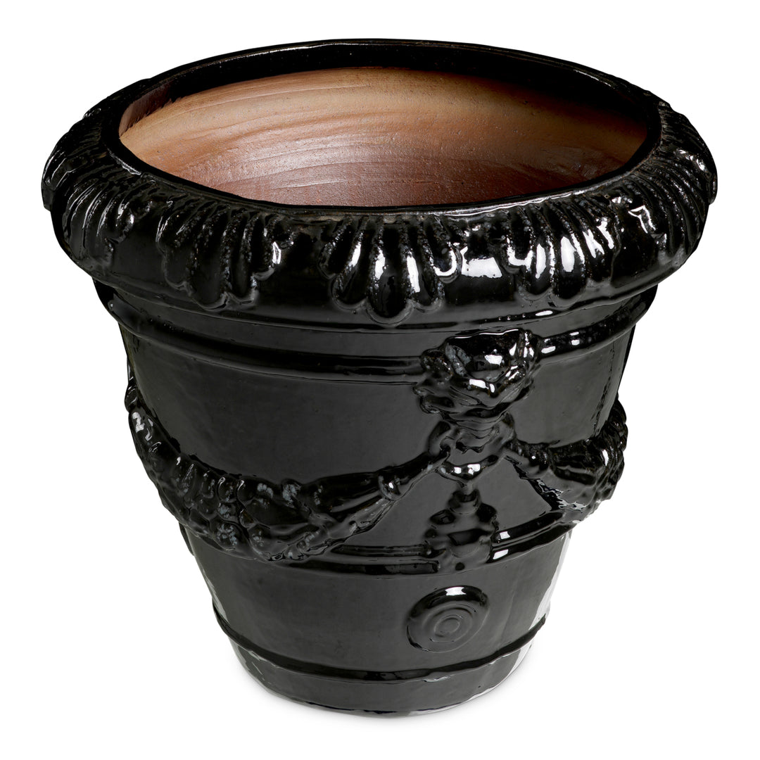 Outdoor Planter Toulon Black Finish Ceramic Outdoor Eichholtz