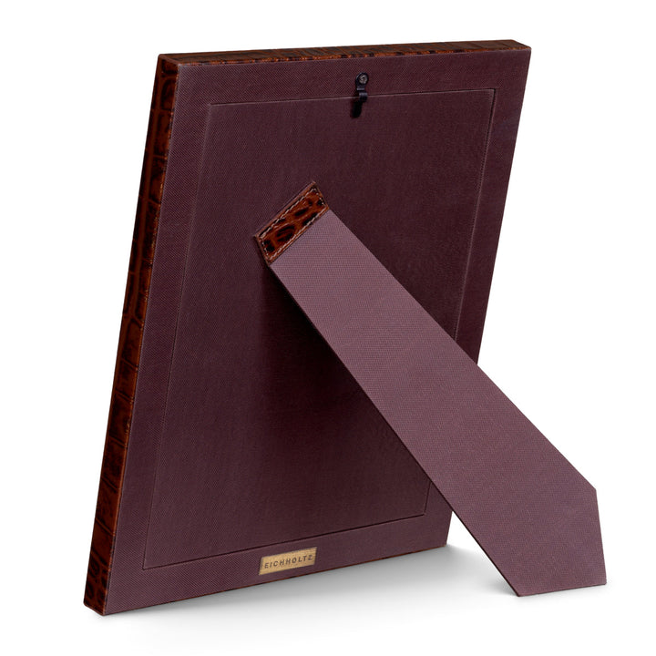 Picture Frame Scaleo Set Of 2 Croco Embossed Antique Brown Leather Accessories Eichholtz