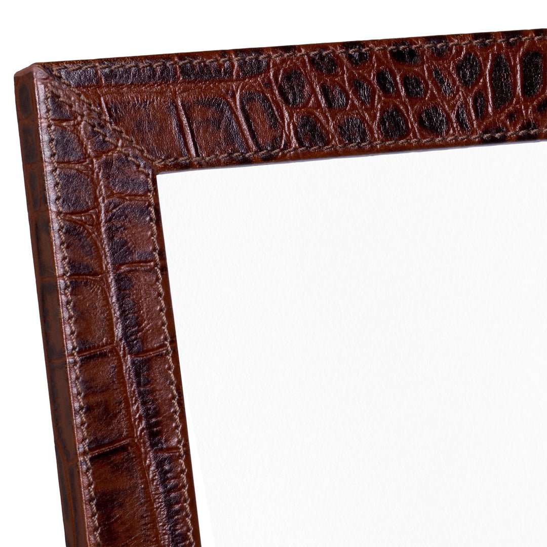 Picture Frame Scaleo Set Of 2 Croco Embossed Antique Brown Leather Accessories Eichholtz