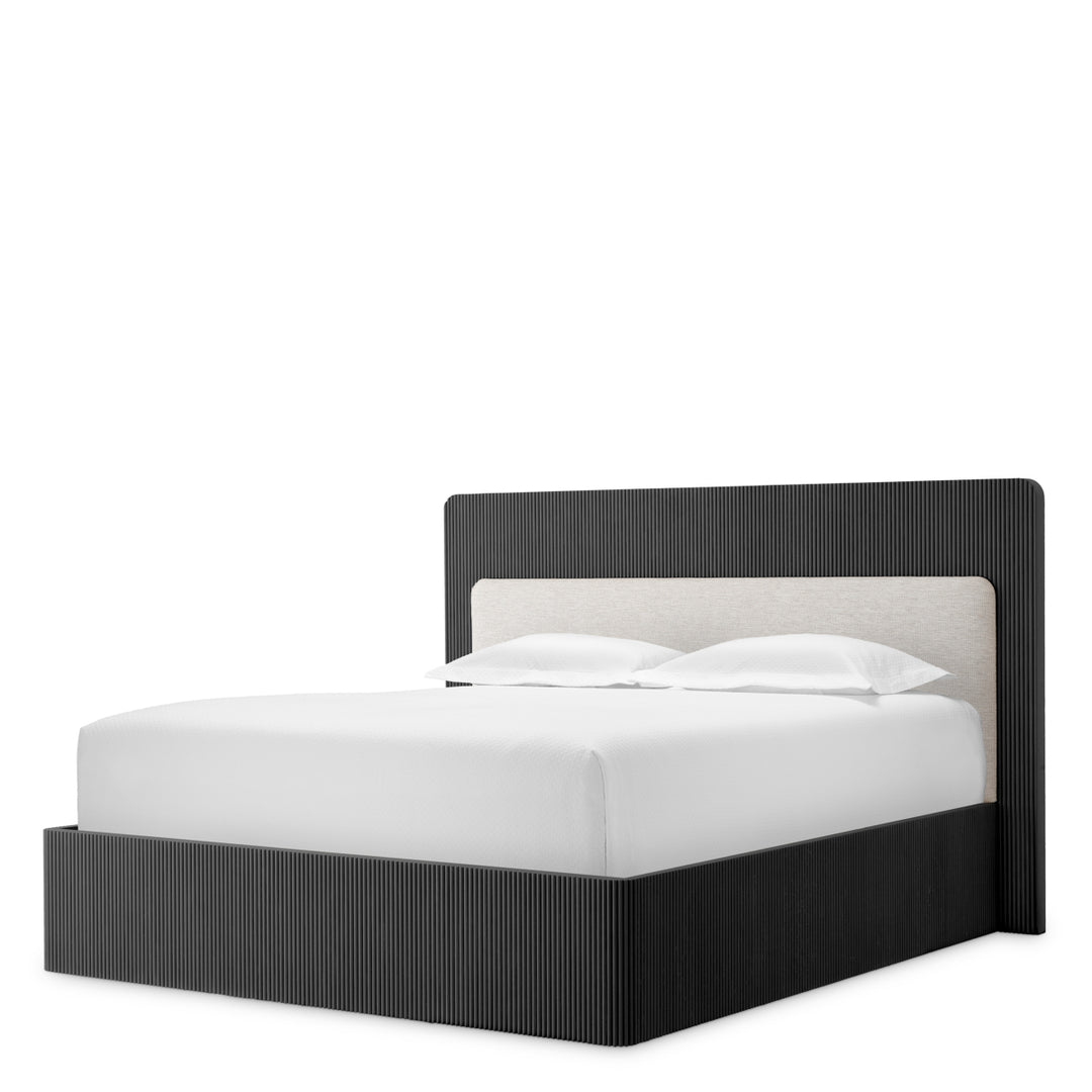 Bed Frame Dimitrios Queen Size Charcoal Grey Oak Veneer Furniture Eichholtz