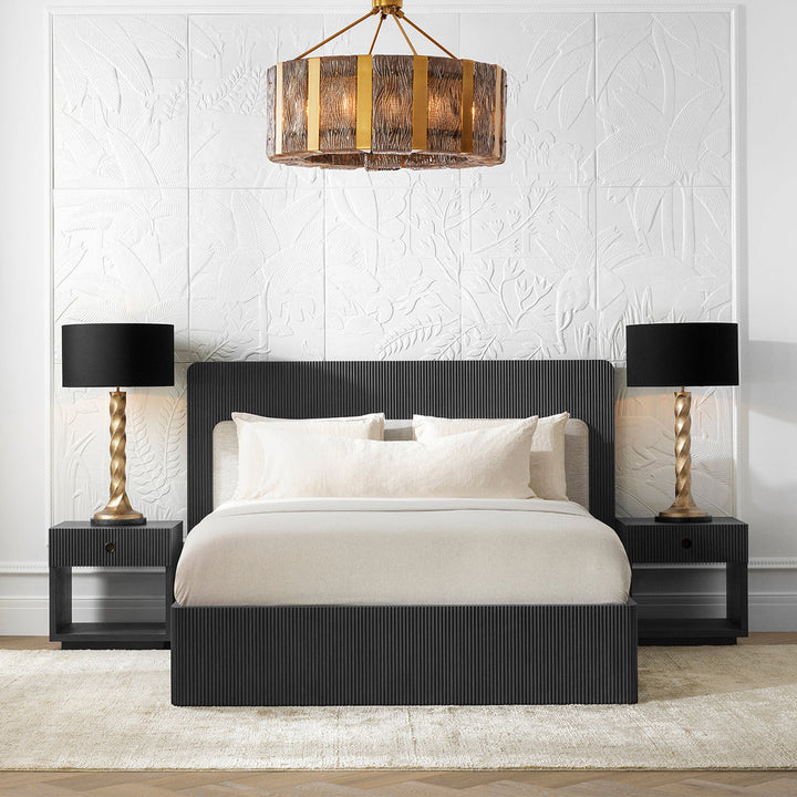 Bed Frame Dimitrios Queen Size Charcoal Grey Oak Veneer Furniture Eichholtz