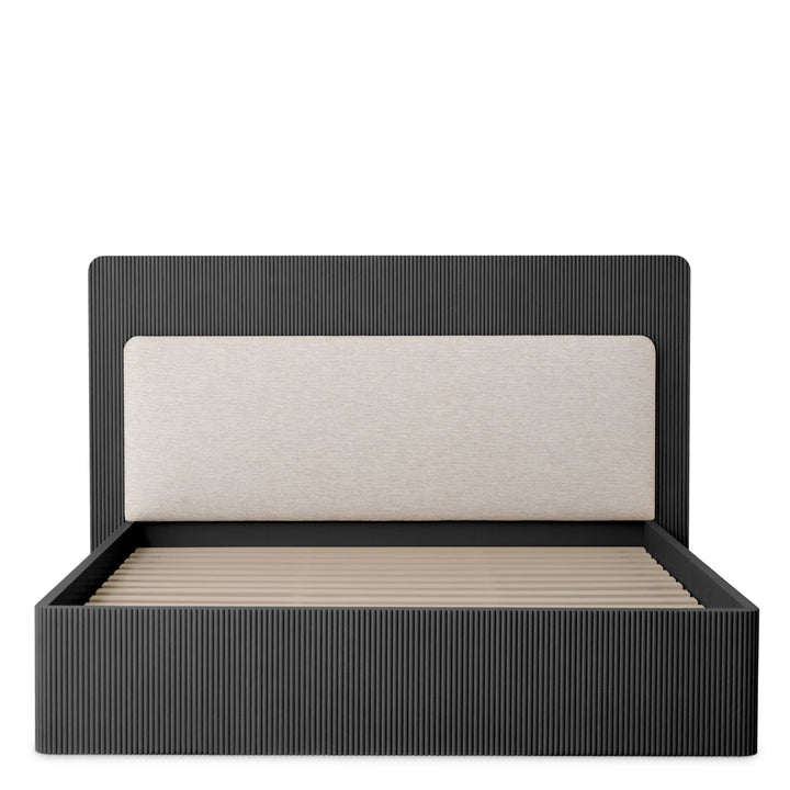 Bed Frame Dimitrios Queen Size Charcoal Grey Oak Veneer Furniture Eichholtz