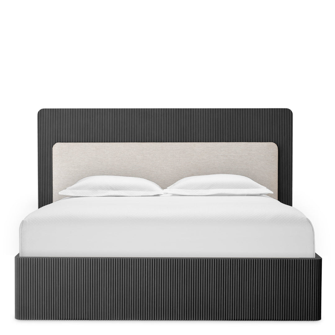 Bed Frame Dimitrios Queen Size Charcoal Grey Oak Veneer Furniture Eichholtz
