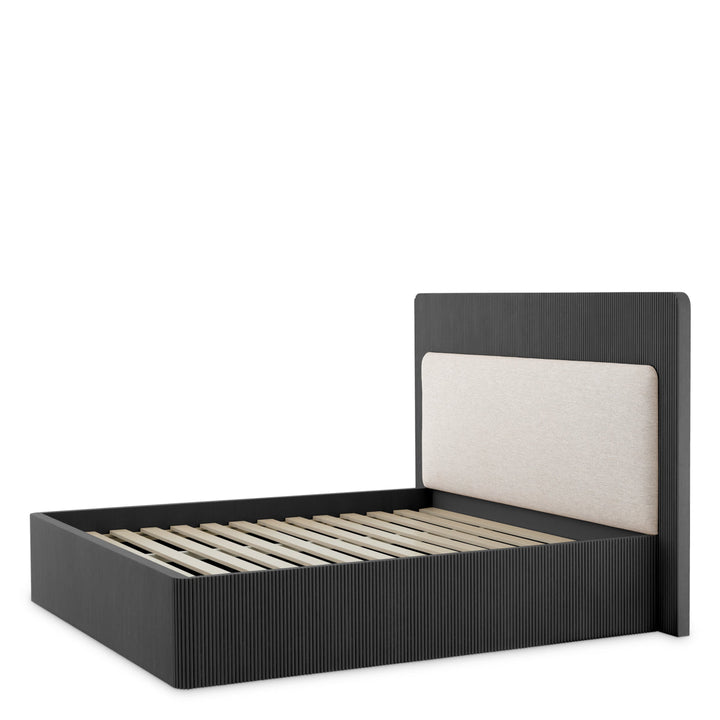 Bed Frame Dimitrios Queen Size Charcoal Grey Oak Veneer Furniture Eichholtz