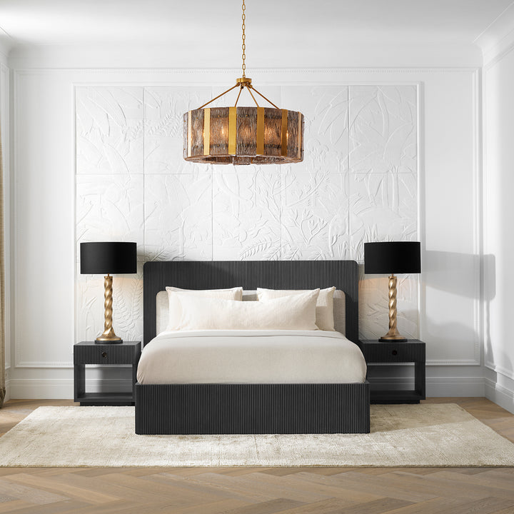 Bed Frame Dimitrios King Size Charcoal Grey Oak Veneer Furniture Eichholtz