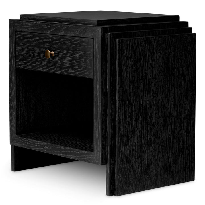 Nightstand Artdeco Charcoal Grey Oak Veneer Furniture Eichholtz