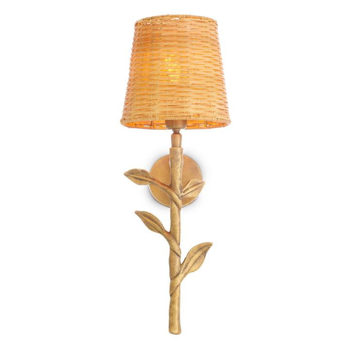 Wall Lamp Farini Vintage Brass Finish Rattan Shade - Image 4