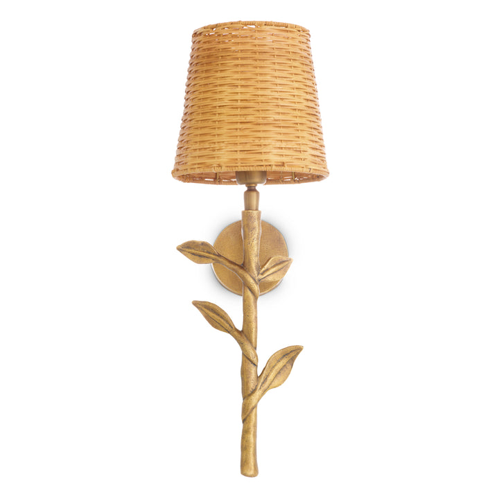 Wall Lamp Farini Vintage Brass Finish Rattan Shade - Image 5