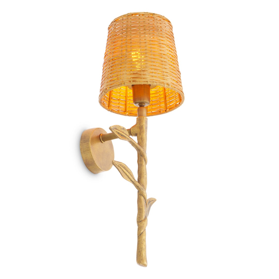 Wall Lamp Farini Vintage Brass Finish Rattan Shade - Image 6