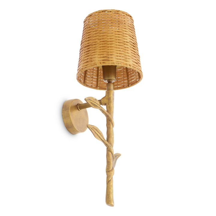 Wall Lamp Farini Vintage Brass Finish Rattan Shade - Image 7