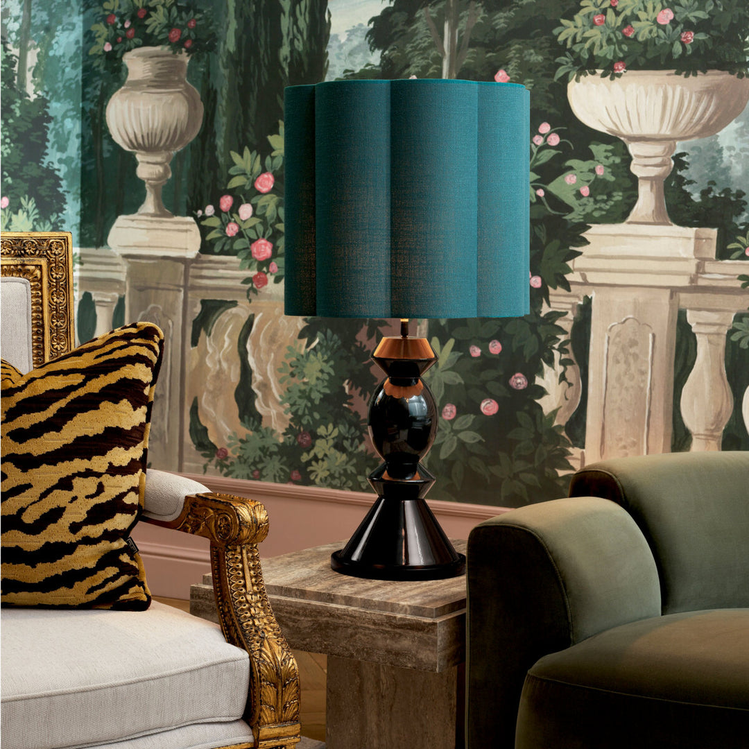 Table Lamp Dionne Piano Black Finish Turquoise Shade New Collection - January 2026 Eichholtz