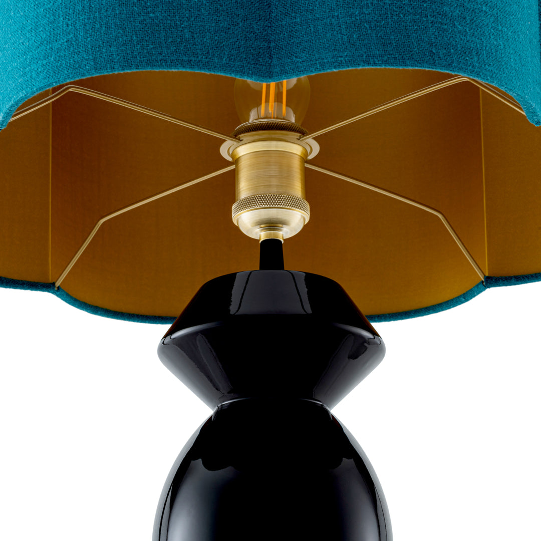 Table Lamp Dionne Piano Black Finish Turquoise Shade New Collection - January 2026 Eichholtz