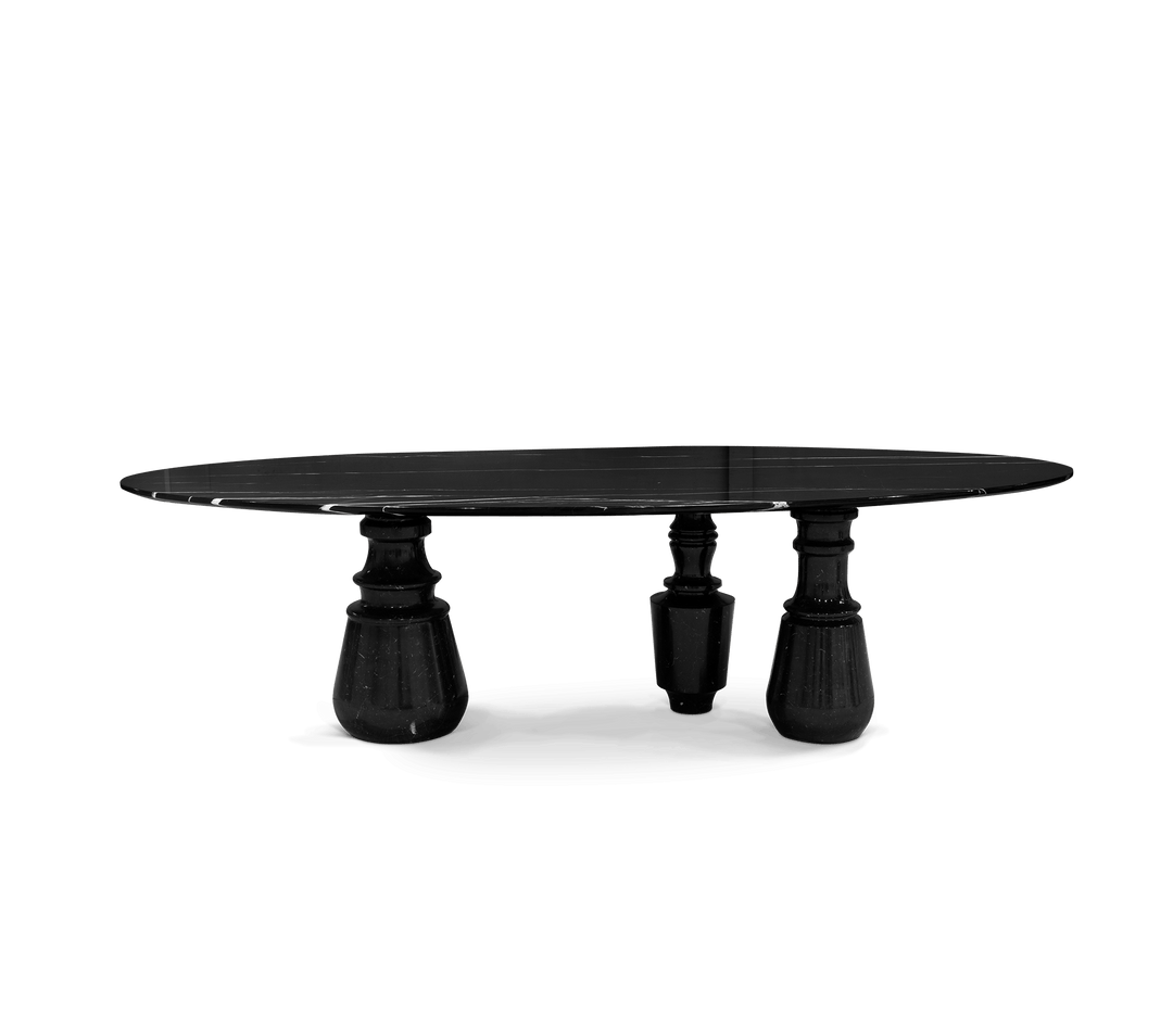 Pietra Oval Xl Nero Marquina Dining Table  Boca Do Lobo   