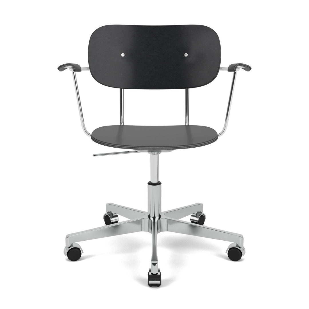 Co Task Chair with Armrest Chairs Audo Copenhagen Black Oak Polished Aluminum