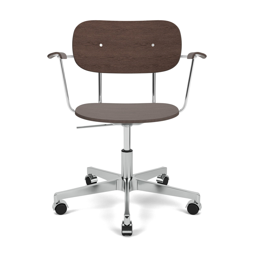 Co Task Chair with Armrest Chairs Audo Copenhagen Dark Stained Oak Polished Aluminum