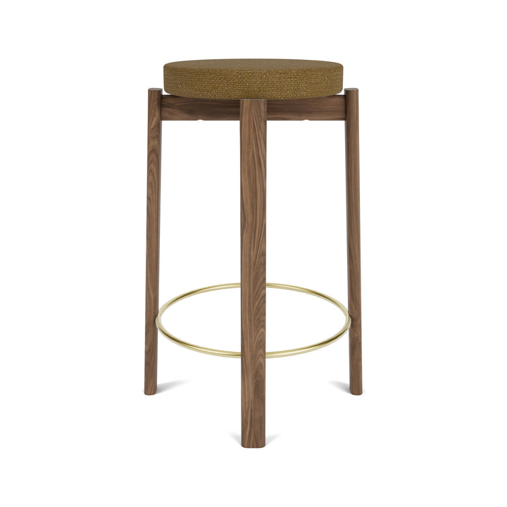 Passage Upholstered Stool Table & Bar Stools Audo Copenhagen 06 - Audo Boucle Gold / Walnut Counter: 25.6 in height