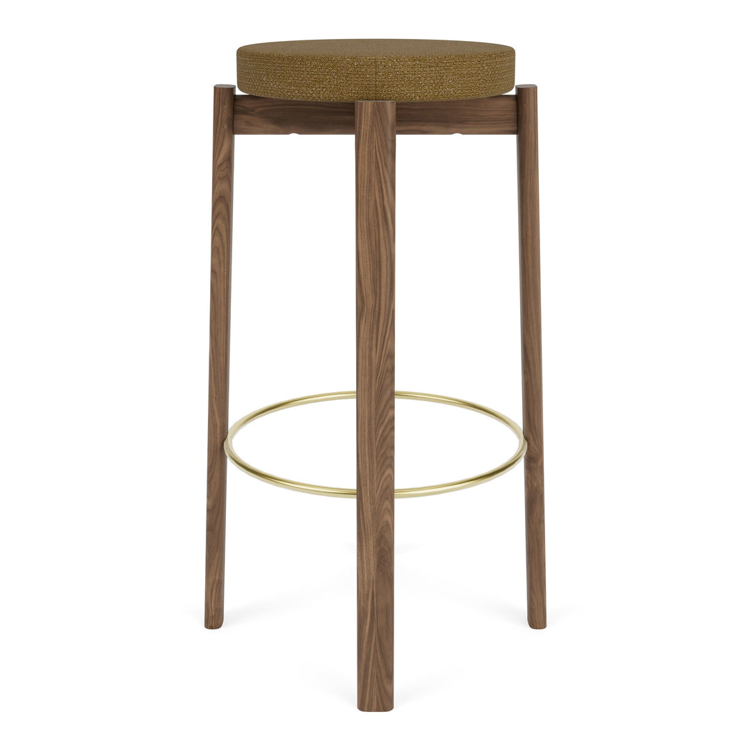 Passage Upholstered Stool Table & Bar Stools Audo Copenhagen 06 - Audo Boucle Gold / Walnut Bar: 29.5 in height