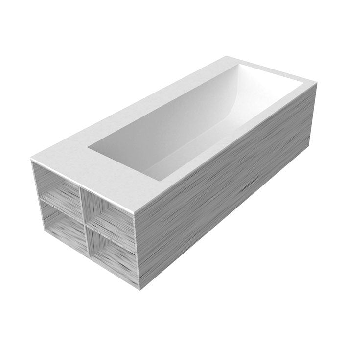 Biblio Rectangular Bathtub with back Rim Bathtubs Antonio Lupi BIBLIO44: H. 53.5 x P. 80 x L.190 cm 4 Sides Moodlight