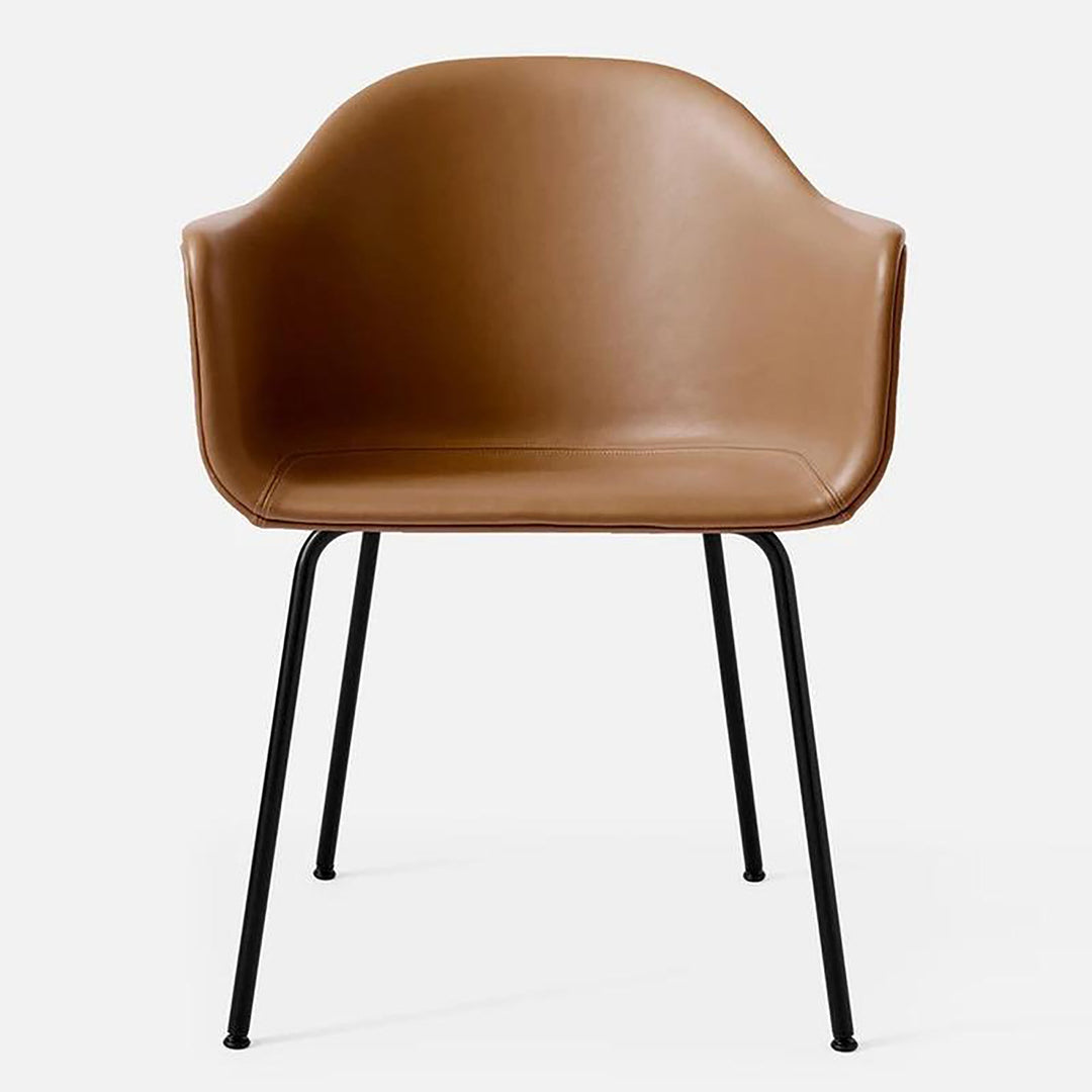 Harbour Upholstered Dining Chair Chairs Audo Copenhagen 0250 - Dakar Cognac / Black Steel Steel Base Without Casters