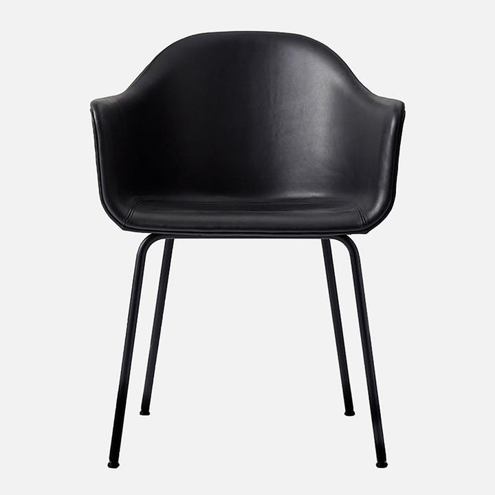 Harbour Upholstered Dining Chair Chairs Audo Copenhagen 0842 - Dakar Black / Black Steel Steel Base Without Casters