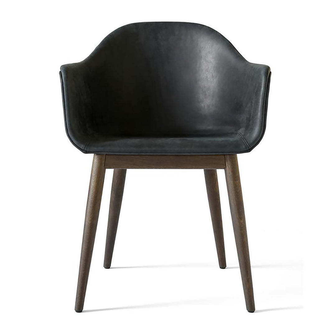 Harbour Upholstered Dining Chair Chairs Audo Copenhagen 0842 - Dakar Black / Dark Oak Wood Base Without Casters