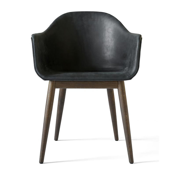 Harbour Upholstered Dining Chair Chairs Audo Copenhagen 0842 - Dakar Black / Dark Oak Wood Base Without Casters