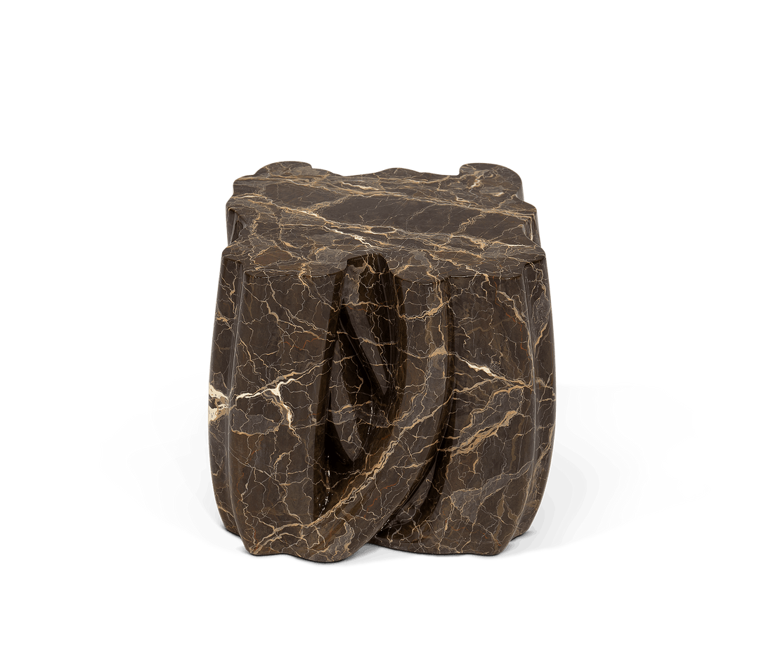 Monochrome Black Faux-Marble Side Table  Boca Do Lobo Brown Faux-Marble  