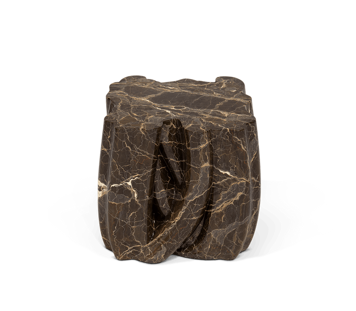Monochrome Black Faux-Marble Side Table  Boca Do Lobo Brown Faux-Marble  