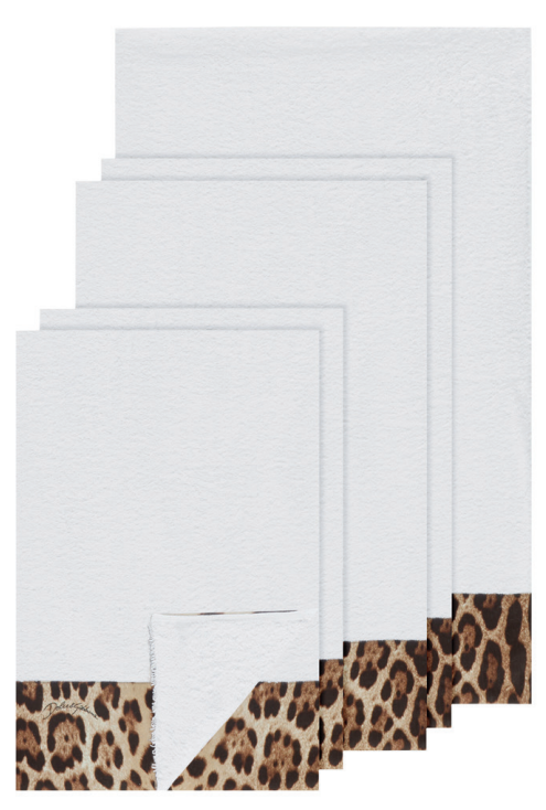 SET OF 5 LEOPARD BANDED TOWELS Bathroom Accessories Dolce&Gabbana   