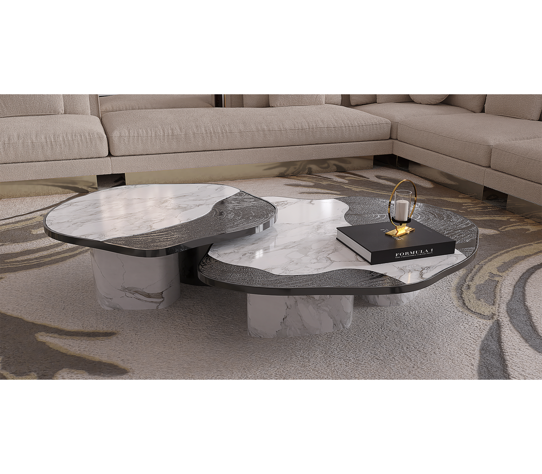 ophelia portoro marble and gold center table - Image 55