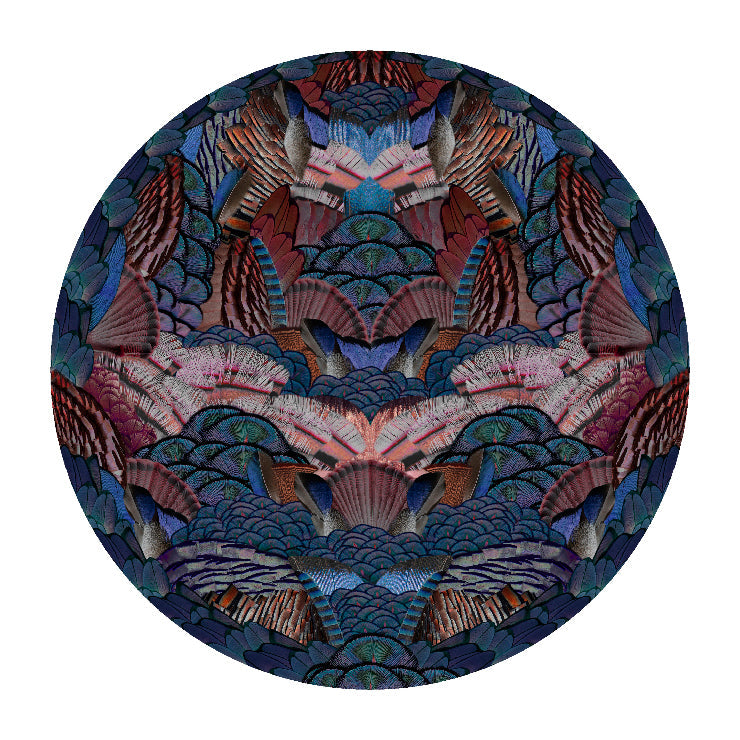 Calligraphy Bird Round Rug Rugs Moooi Polyamide 8 ft 2.4 in