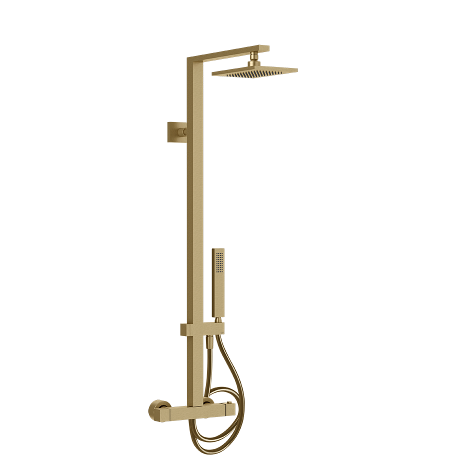 Rettangolo Wall Mounted Thermostatic Mixer - 23447 Showers GESSI Warm Bronze Brushed PVD