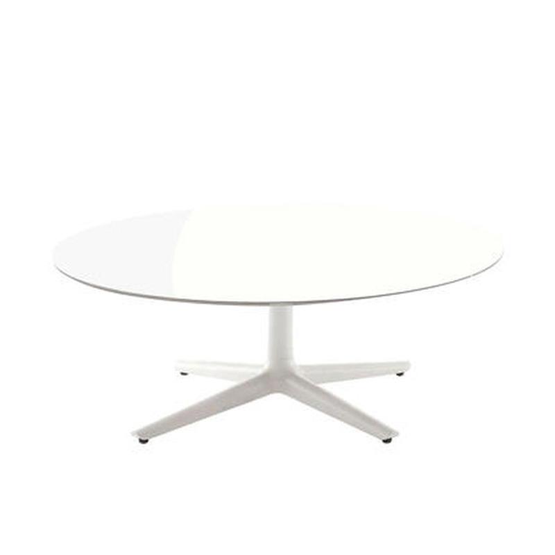 Multiplo Low Table Tables Kartell White Glass - Indoor Round
