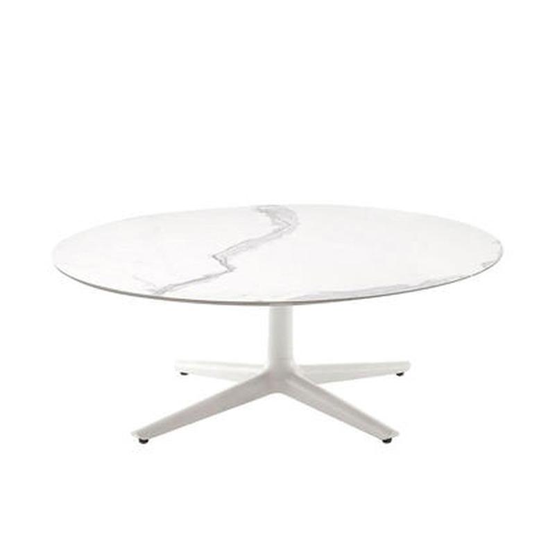 Multiplo Low Table Tables Kartell White Stoneware Marble - Outdoor Round