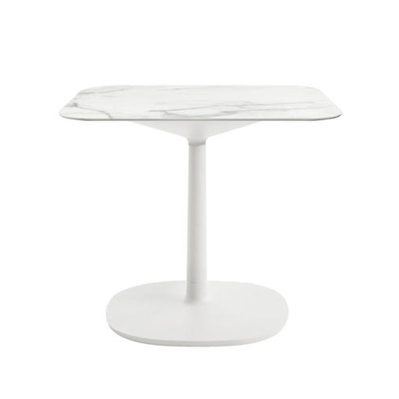 Multiplo Square Cafe Table with Square Base Tables Kartell White Stoneware Marble - Outdoor