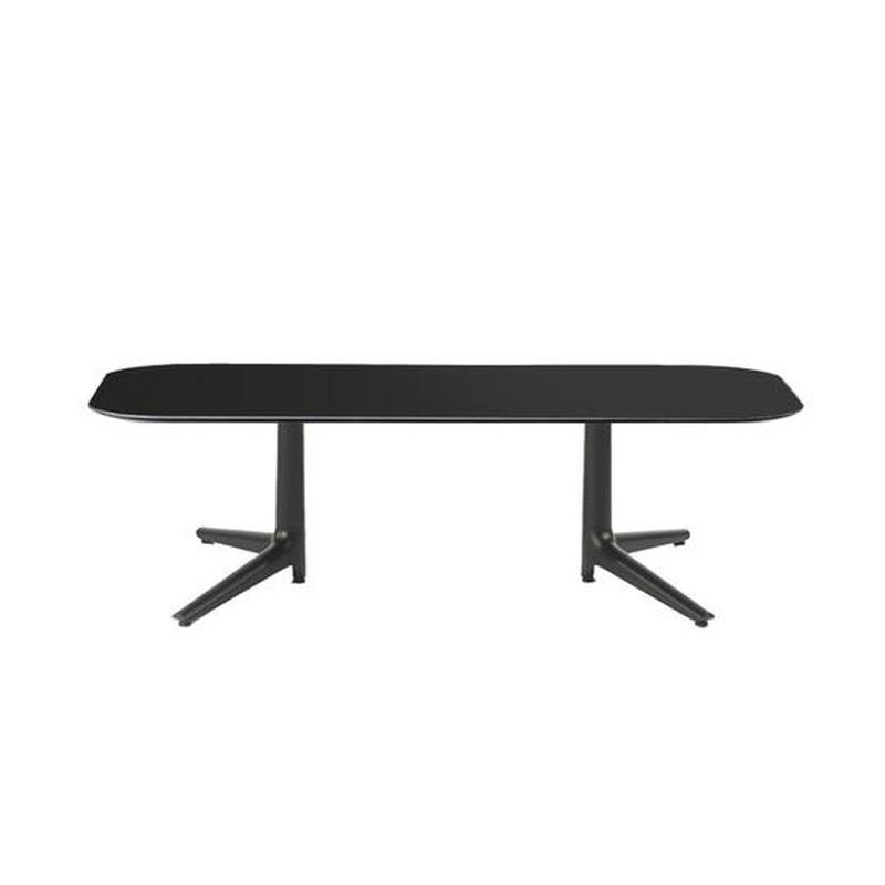 Multiplo Rectangular Coffee Table Tables Kartell Black Glass - Indoor