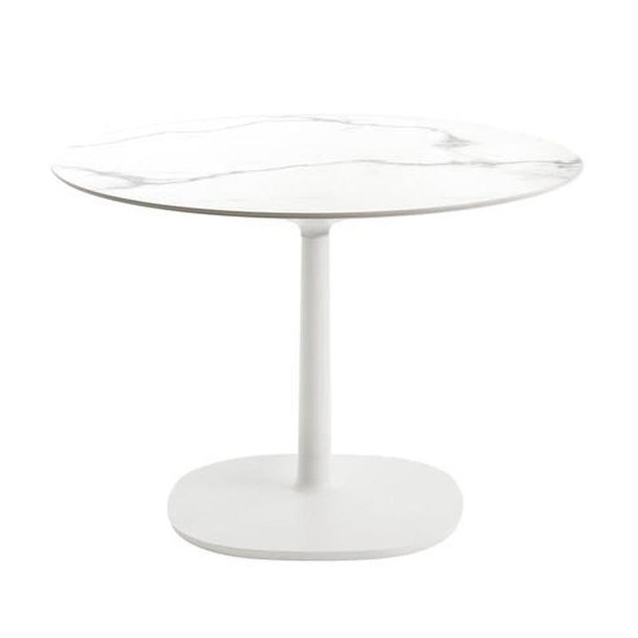 Multiplo Round Cafe Table with Square Base Tables Kartell White Stoneware Marble - Outdoor