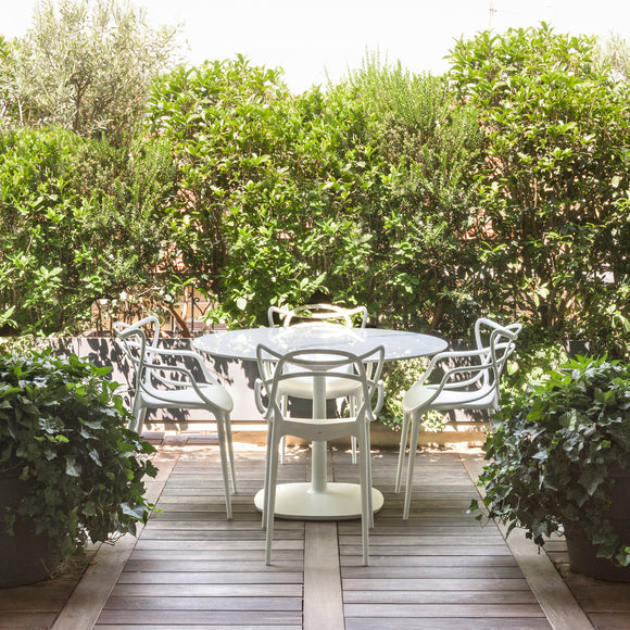 Multiplo Round Cafe Table with Square Base Tables Kartell