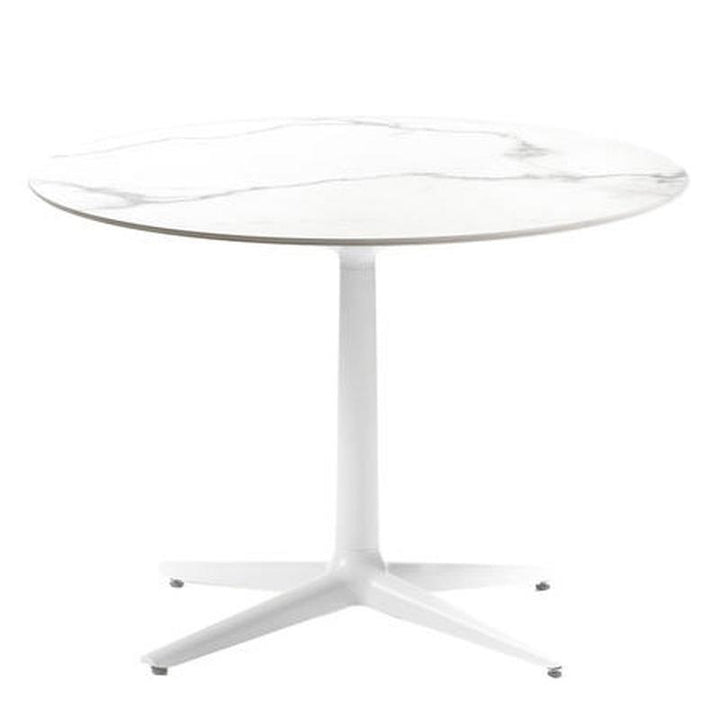 Multiplo Round Cafe Table Tables Kartell White Stoneware Marble - Outdoor 4 Spokes