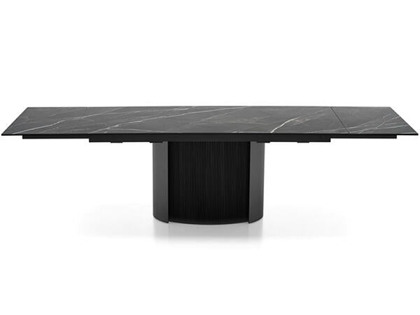 Yoroi Extendable Table Rectangular Dining Table Calligaris 78¾(98½)(118⅛)" x 39⅜" - Rectangular Shaped Edge Metal P15 Matt Black P1C CEMENT