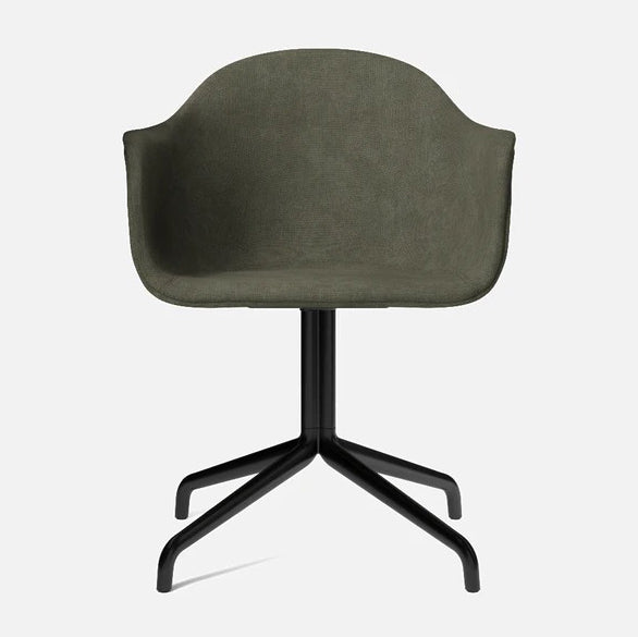 Harbour Upholstered Dining Chair Chairs Audo Copenhagen 961 - Fiord / Black Steel Swivel Base Without Casters