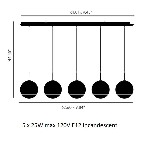 Mirror Ball Linear LED Multi-Light Pendant Light Lighting Tom Dixon